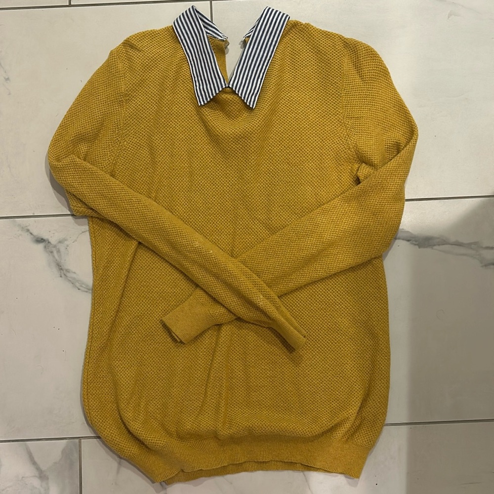 JCrew yellow collared shirt/light sweater